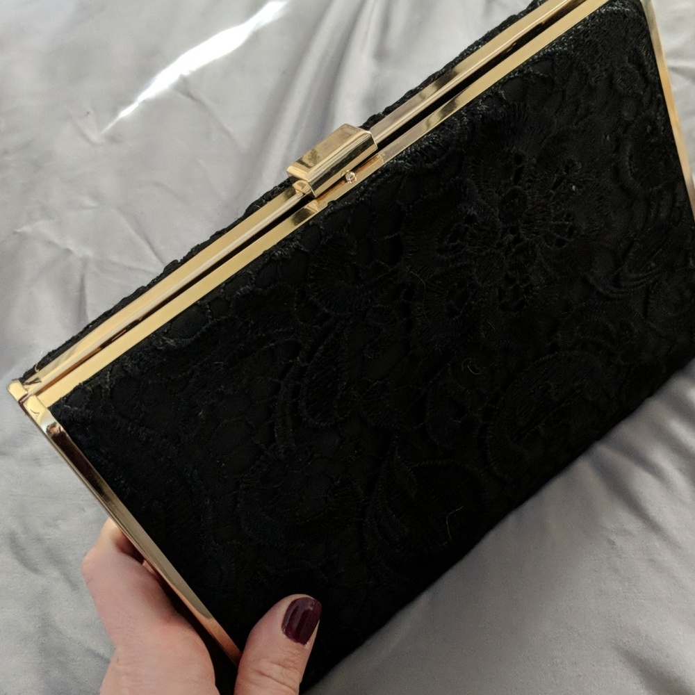 Black lace clutch